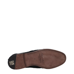 Schwarze Stoff-Schnürschuhe und -Derby-Schuhe