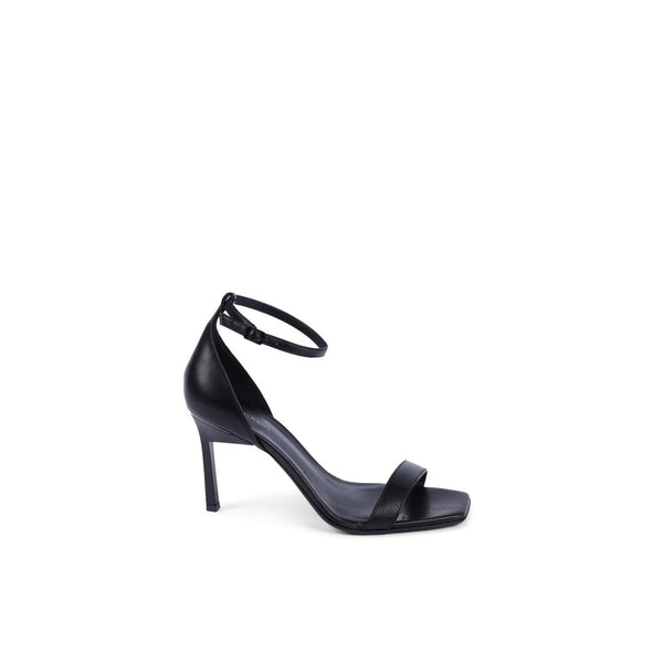 Schwarze Leder-Stilettosandalen
