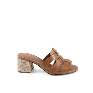 Braune Leder-Plateau-Sandalen