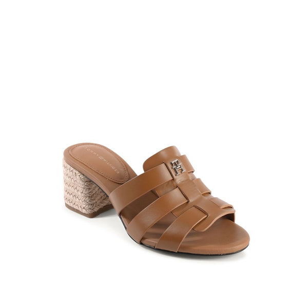 Braune Leder-Plateau-Sandalen