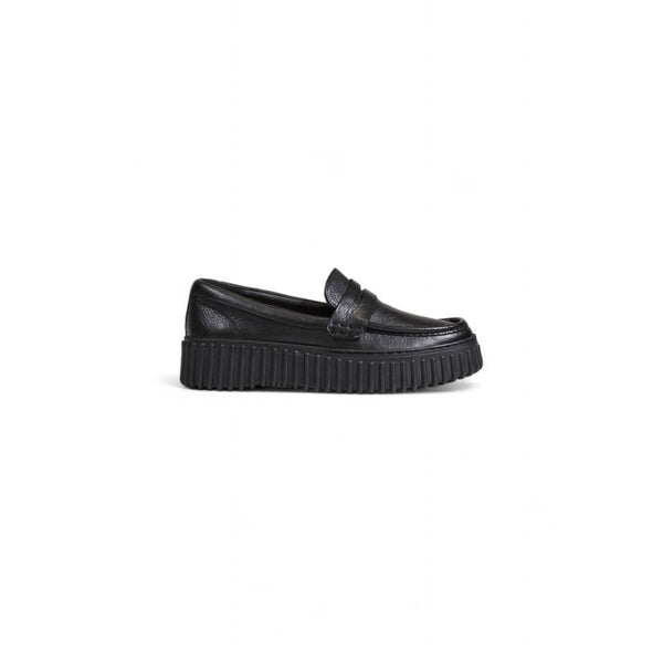 Schwarze Leder-Plateau-Pumps