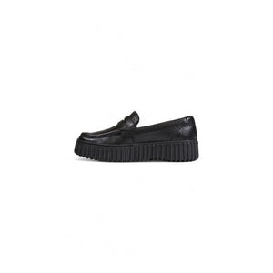 Schwarze Leder-Plateau-Pumps