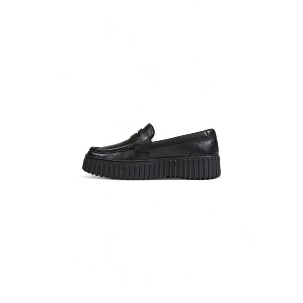 Schwarze Leder-Plateau-Pumps