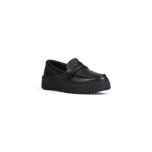 Schwarze Leder-Plateau-Pumps