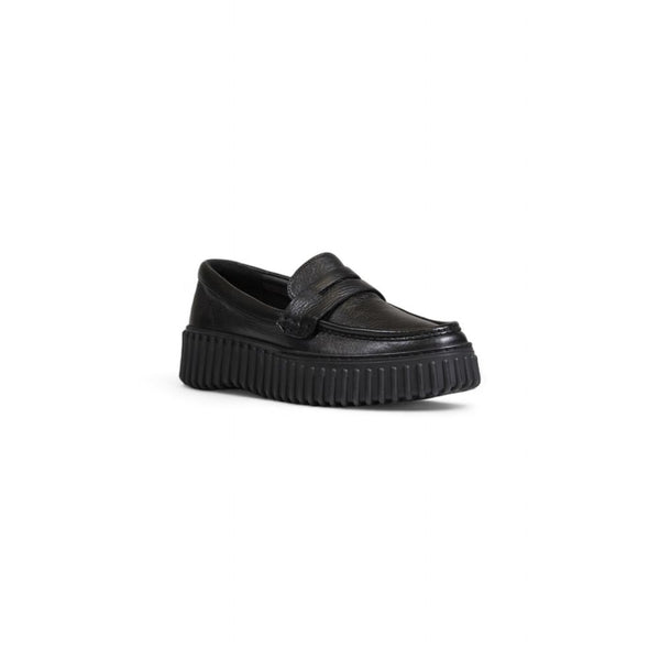Schwarze Leder-Plateau-Pumps