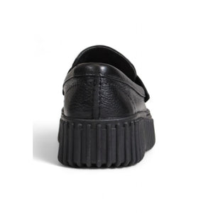 Schwarze Leder-Plateau-Pumps
