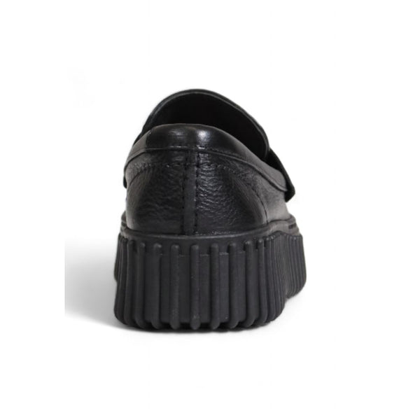 Schwarze Leder-Plateau-Pumps