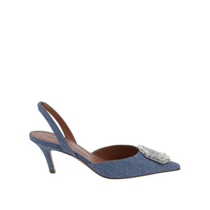 Blaue Nubuk-Leder-Pumps mit hohem Absatz