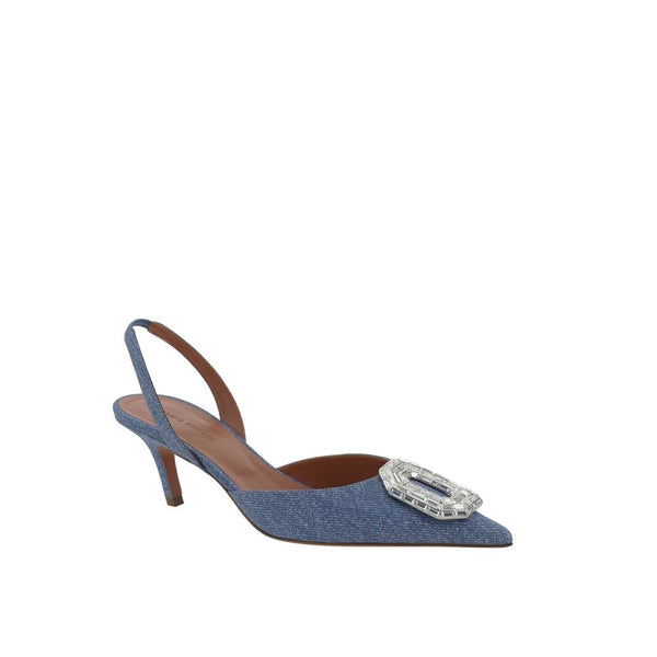 Blaue Nubuk-Leder-Pumps mit hohem Absatz