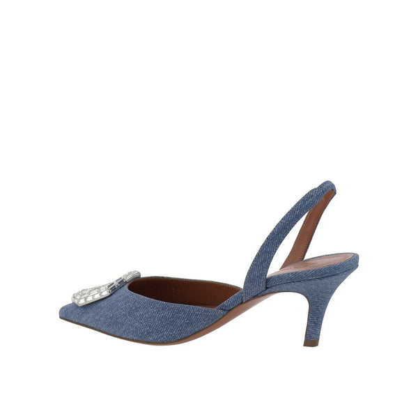 Blaue Nubuk-Leder-Pumps mit hohem Absatz