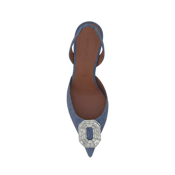Blaue Nubuk-Leder-Pumps mit hohem Absatz