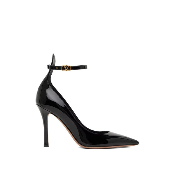 Schwarze Leder-Pumps mit hohem Absatz