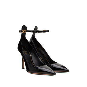 Schwarze Leder-Pumps mit hohem Absatz