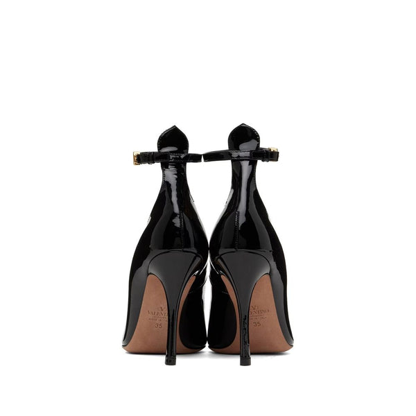 Schwarze Leder-Pumps mit hohem Absatz