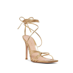 Goldene Stiletto-Sandalen aus Kalbsleder