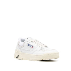 Weiße Leder-Sneakers mit niedrigem Schaft