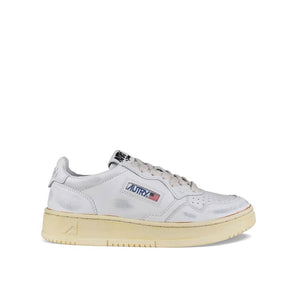 Weiße Leder-Sneakers mit niedrigem Schaft