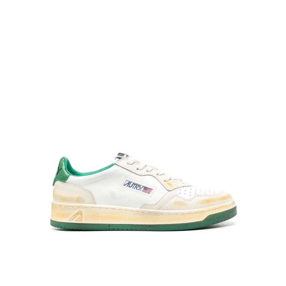 Weiße Leder-Sneaker mit niedrigem Schaft