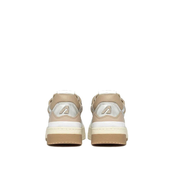 Weiße Leder-Sneaker mit niedrigem Schaft