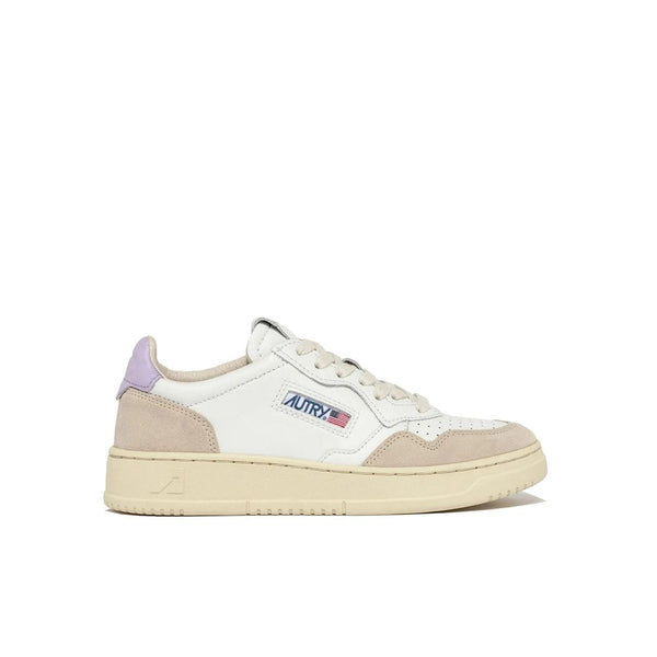 Weiße Leder-Sneaker mit niedrigem Schaft