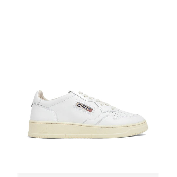 Weiße Leder-Sneakers mit niedrigem Schaft