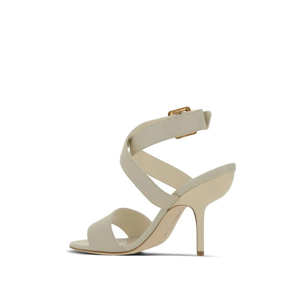 Weiße Stilettosandalen aus Kalbsleder
