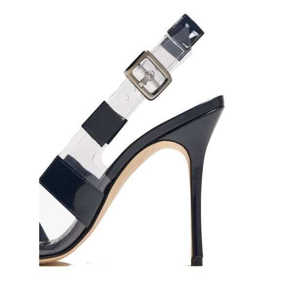 Blaue Kalbsleder-Pumps mit hohem Absatz
