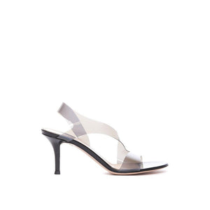 Schwarze Gummisandalen mit Stiletto-Absatz