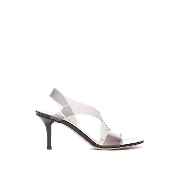 Schwarze Gummisandalen mit Stiletto-Absatz