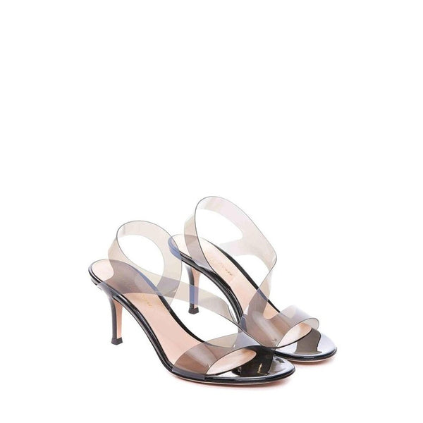 Schwarze Gummisandalen mit Stiletto-Absatz