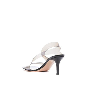 Schwarze Gummisandalen mit Stiletto-Absatz