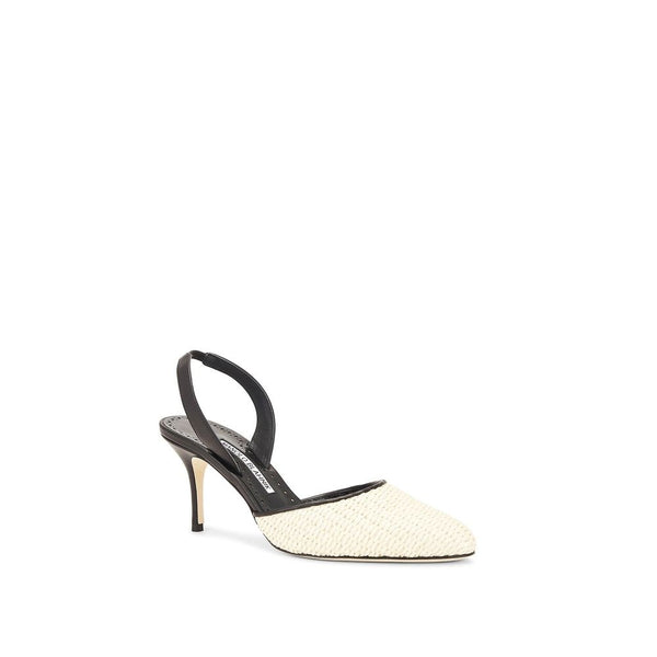 Schwarze Raffia-Pumps mit mittelhohem Absatz