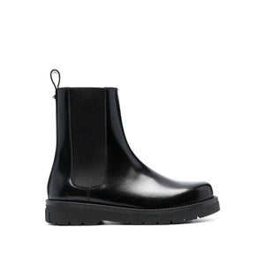 Schwarze Leder-Chelsea-Boots