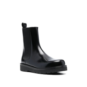 Schwarze Leder-Chelsea-Boots