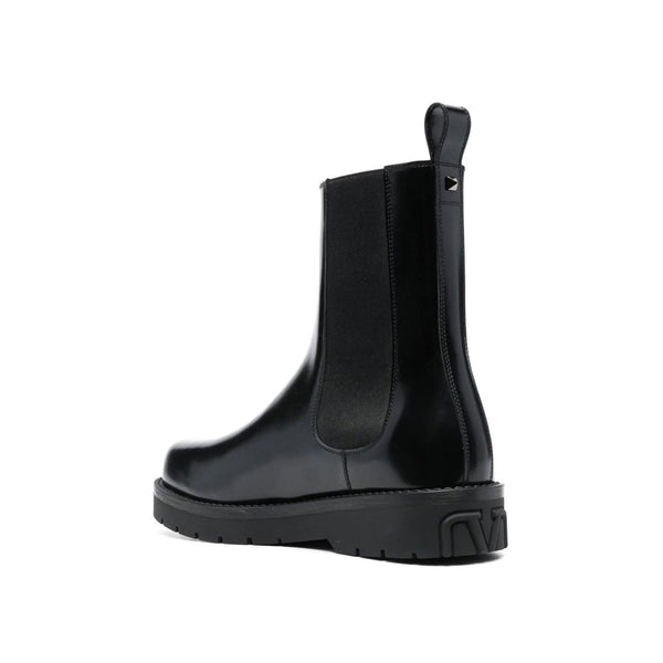 Schwarze Leder-Chelsea-Boots