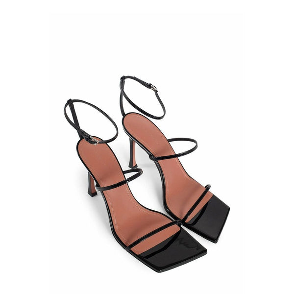 Schwarze Stilettosandalen aus Kalbsleder