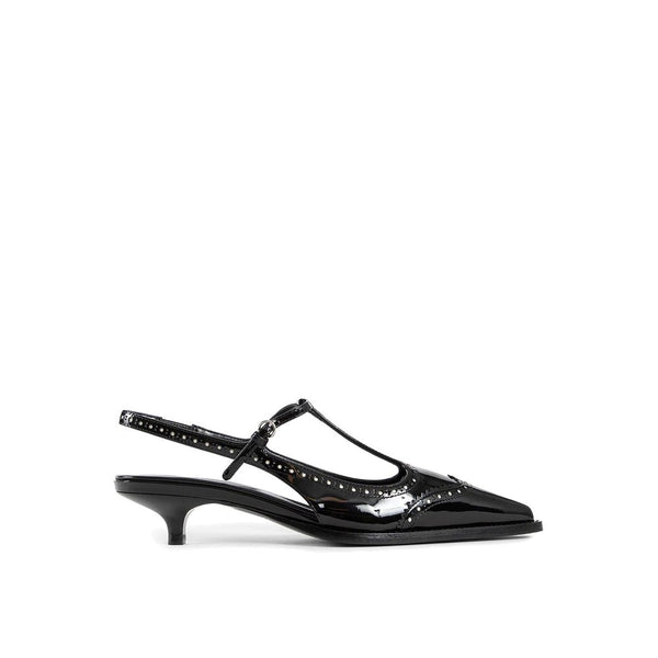 Schwarze Pumps aus Kalbsleder mit mittlerem Absatz