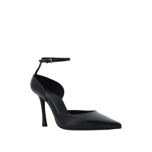 Schwarze Pumps aus Lammleder mit hohem Absatz