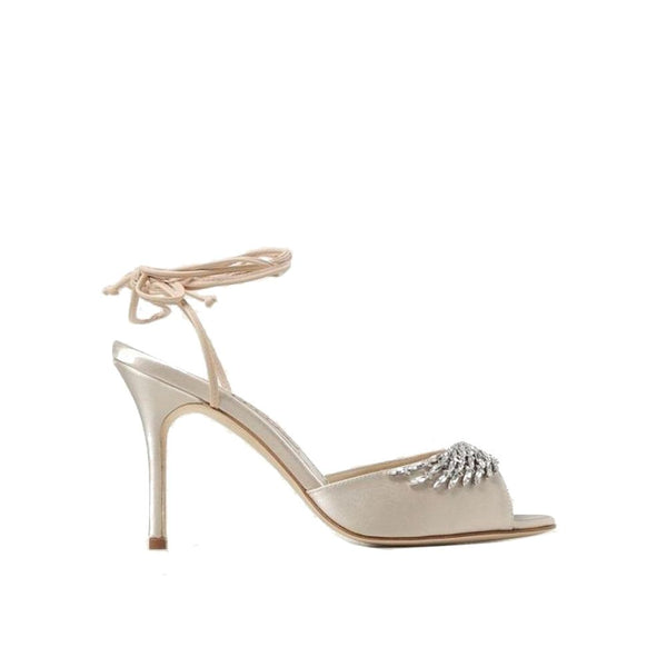 Beige Seiden-Stilettos