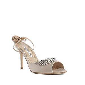 Beige Seiden-Stilettos