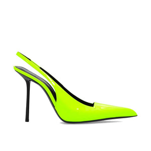 Gelbe Kalbsleder-Pumps mit hohem Absatz