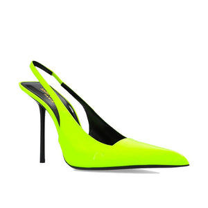 Gelbe Kalbsleder-Pumps mit hohem Absatz