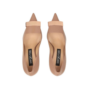 Beige Pumps aus Kalbsleder mit hohem Absatz