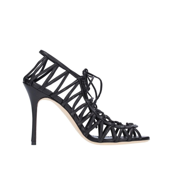 Schwarze Ledersandalen mit Riemen