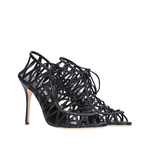 Schwarze Ledersandalen mit Riemen