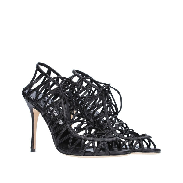 Schwarze Ledersandalen mit Riemen