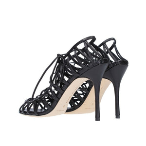 Schwarze Ledersandalen mit Riemen
