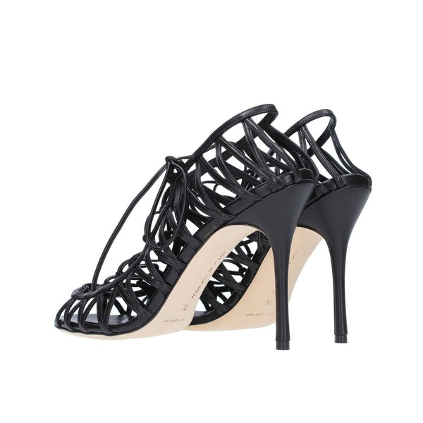 Schwarze Ledersandalen mit Riemen