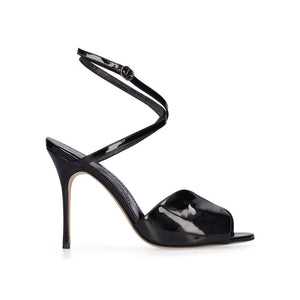 Schwarze Stilettosandalen aus Kalbsleder