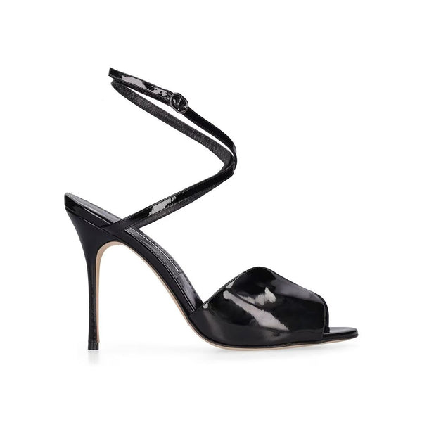 Schwarze Stilettosandalen aus Kalbsleder
